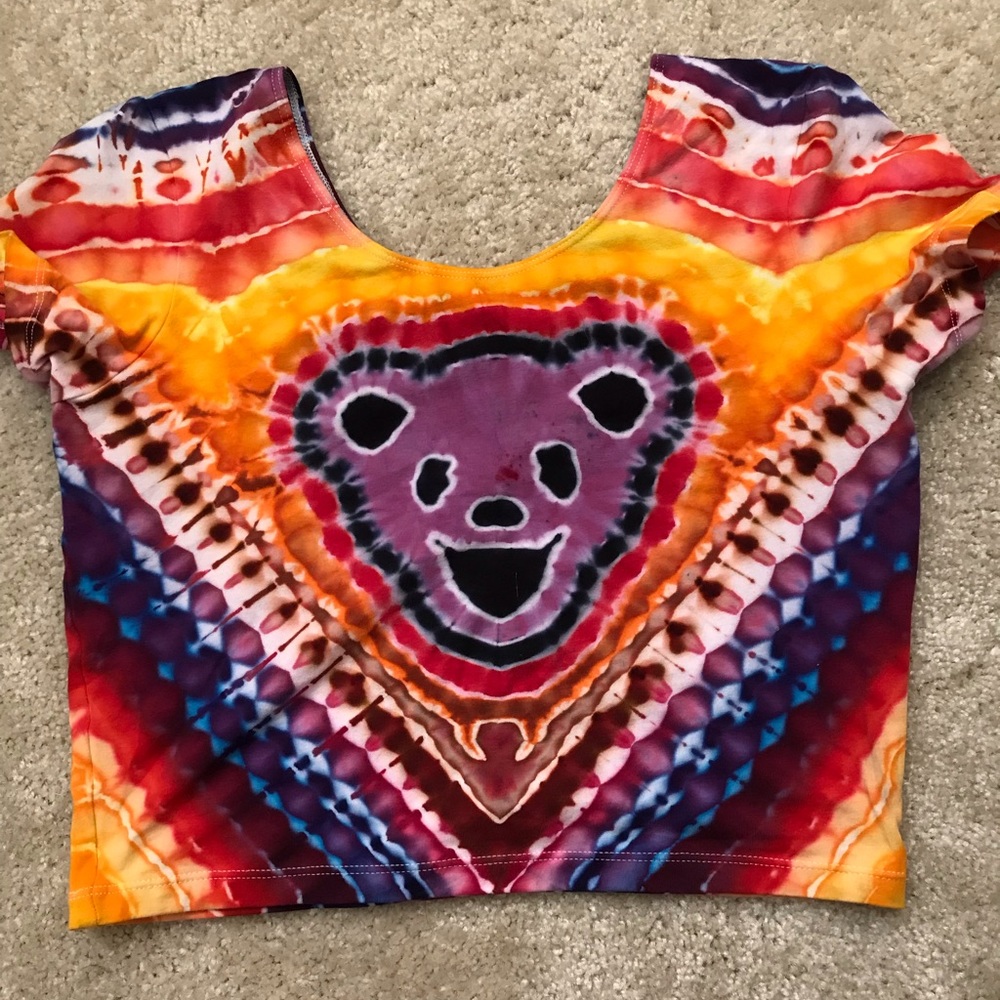 Grateful Dead tiedyed dancing bears crop top